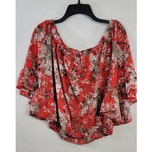 Anthropologie ee:some Blouse Womens Large Butterfly Sleeve Floral Bohemian Fairy